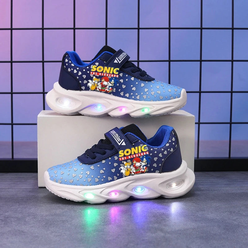 Sonic Sport Shoes Spring Luminous Fashion Breathable Net Shoes LED Sneakers with Light Running Shoes