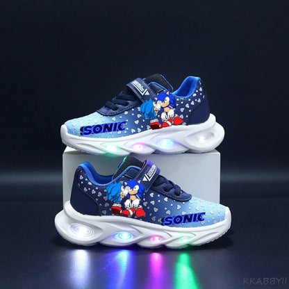 Sonic Sport Shoes Spring Luminous Fashion Breathable Net Shoes LED Sneakers with Light Running Shoes