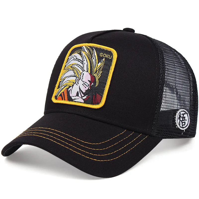 Dragon Ball DRAGONBALL síťovaná čepice, kreslená síťovaná čepice, pánská a dámská baseballová čepice, módní čepice s nášivkou, trucker čepice