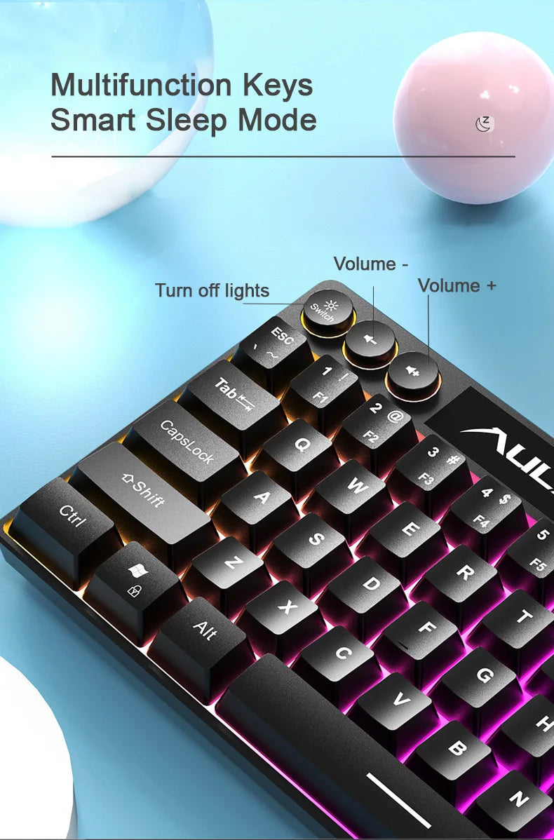 AULA F3061 Wired RGB Gaming Keyboard Membrane Keyboar 60% Gamer klawiatura pc teclado de computador usb teclados cute key board