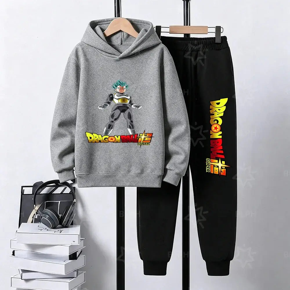 Dragon Ball Super Son Goku Printed Hooded Sweatshirt Suit Casual Loose Anime Streetwear Hoodie Pants 2 Piece Set for Men Boys, Produit gaming premium Fraquane