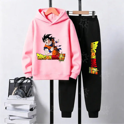 Produit gaming premium Fraquane, Dragon Ball Super Son Goku Printed Hooded Sweatshirt Suit Casual Loose Anime Streetwear Hoodie Pants 2 Piece Set for Men Boys