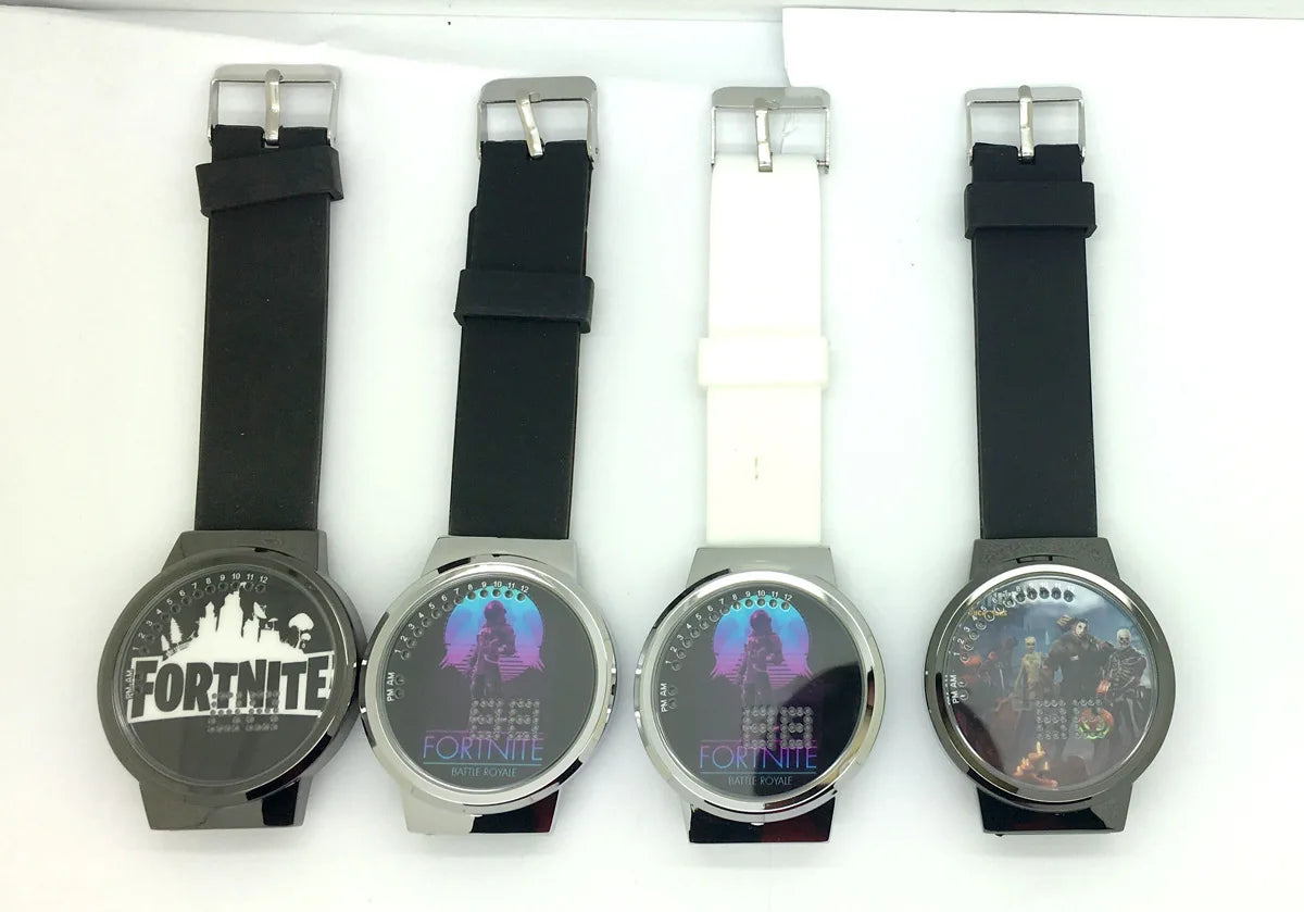 Reloj Fortnite de moda cute, cartoon y kawaii personalizado con luz nocturna LED táctil, reloj electrónico para estudiantes, regalo para amigos