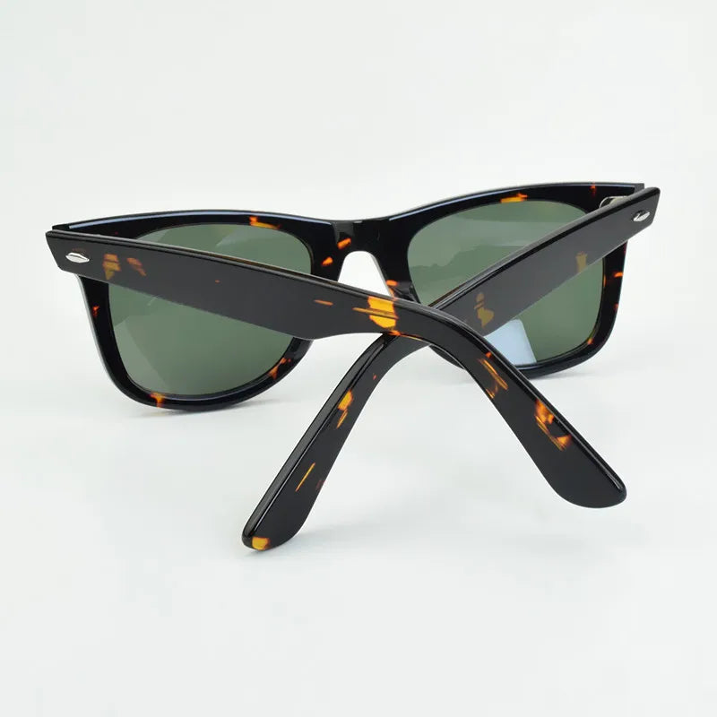 Klassiske solbriller med glaslinser Acetat-solbriller til mænd Y-2140 Design med dobbelt nitte Elegante firkantede UV-solbriller til kvinder