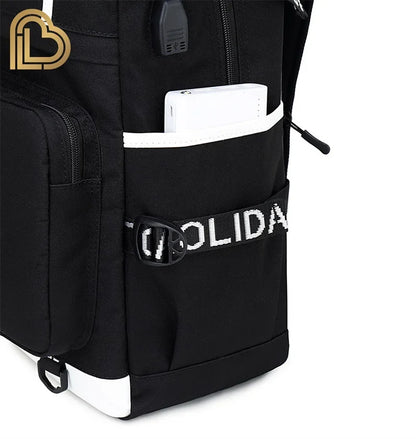 Red Jade F-Fortnited Battle Royale Backpack with USB Charging Anime Figures Study Stationery Compartment for Students Mochila