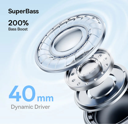 Baseus kabellose Bluetooth 5.3 Over-Ear-Kopfhörer – HiFi-40mm-Treiber, faltbares Headset mit 70H Wiedergabezeit und Spatial Audio