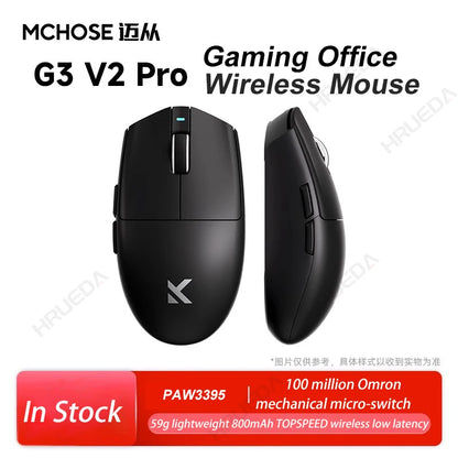 Mouse da gaming wireless MCHOSE G3 V2 Pro Tri-Mode Bluetooth 800mAh ricaricabile, leggero, con ergonomia personalizzata per esports