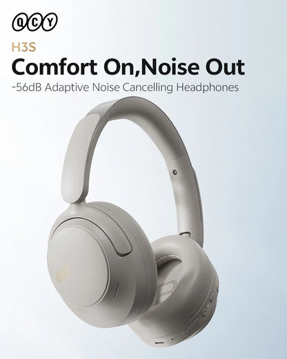 Casque sans fil Bluetooth 6.0 QCY BH25H3SA avec audio spatial 3D, réduction de bruit active adaptative -56 dB, haut-parleur de 53 mm, casque pliable supra-auriculaire