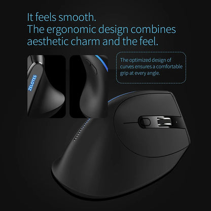 JOMAA 2.4G Wireless Vertical Mouse Rechargeable Ergonomic Mouse with 3 Adjustable DPI, USB Optical Wireless Mouse for Laptop, PC & Office