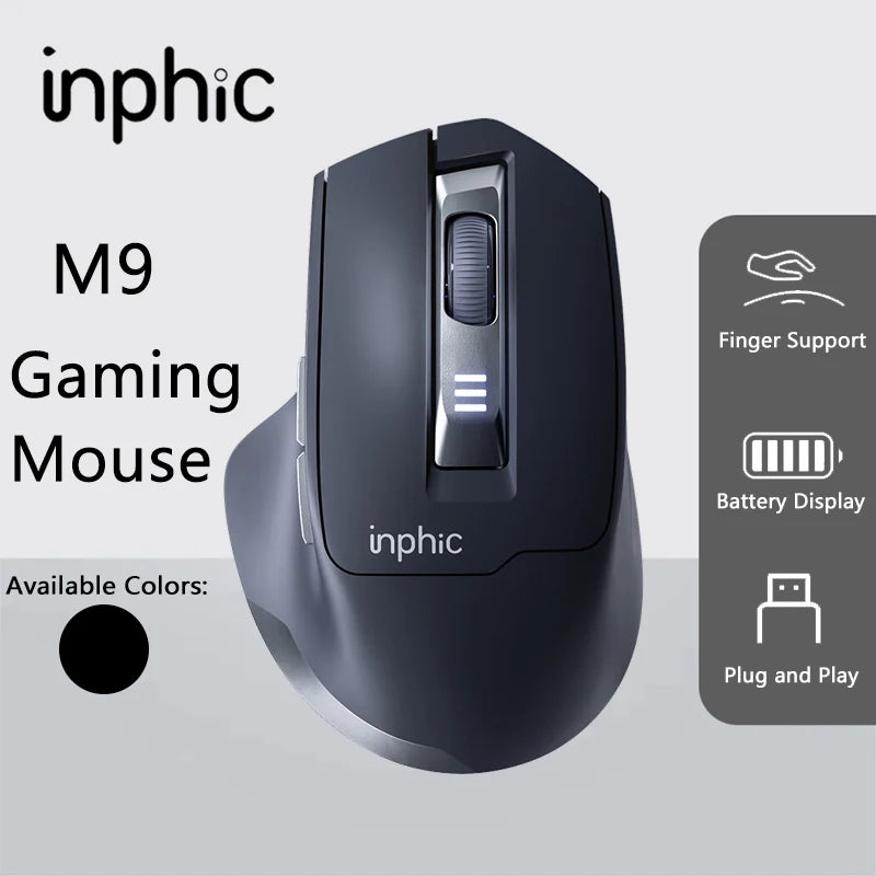 INPHIC Silent Office Mouse Battery Level Display 2400DPI Wireless Mouse Suitable for Desktop and Laptop Computers