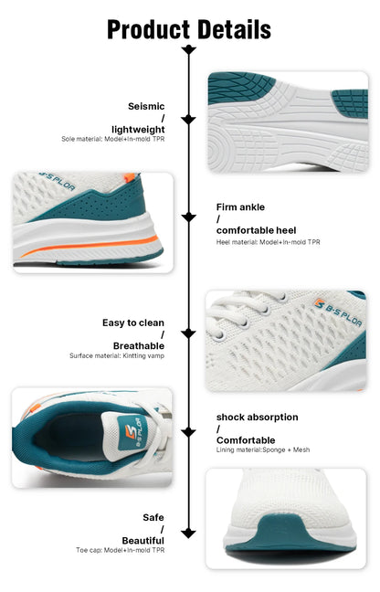 Scarpe da running leggere Baasploa da uomo, confortevoli sneaker casual da uomo in mesh di design, con lacci, per sport all’aperto e tennis