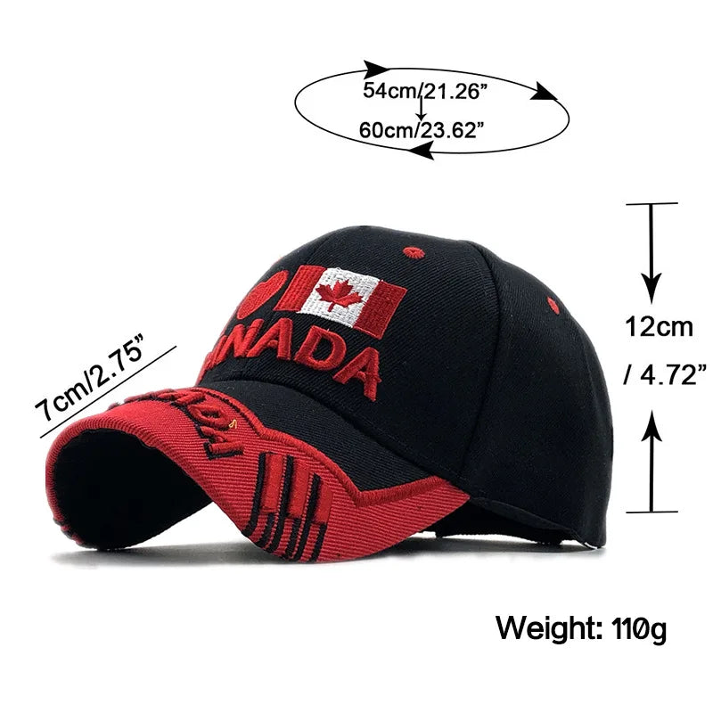 Farben Kontrast Kanada Bestickte Baseballkappe für Herren und Damen Snapback-Kappe Dad-Hats Angelkappe Bone Gorra