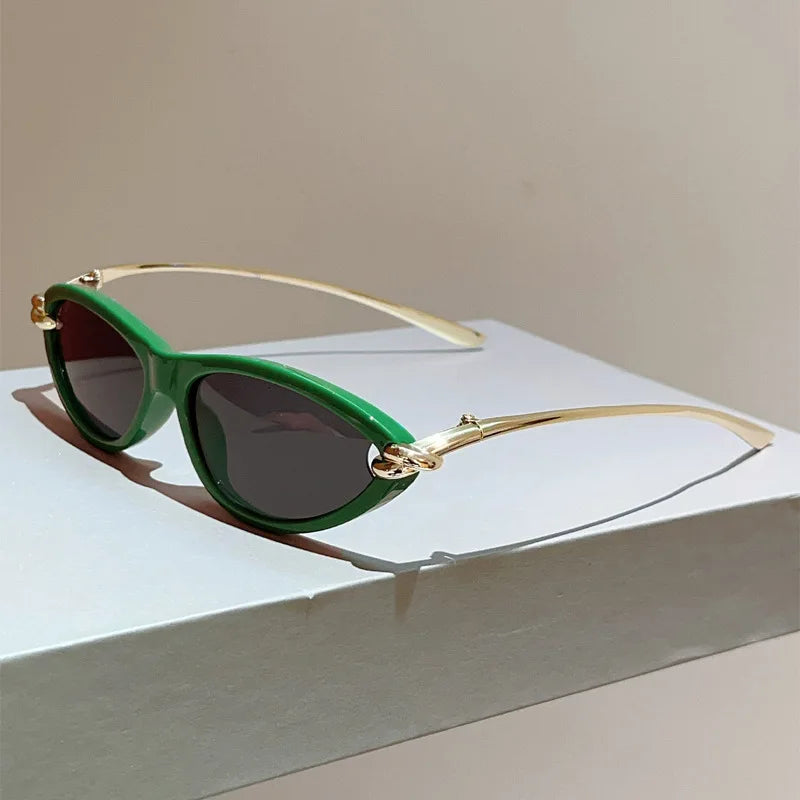 vintage small cat eye sunglasses for women new fashion beige gradient alloy sun glasses ladies elegant driving shades uv400