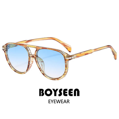 BOYSEEN Beach Sunglasses Man Summer Orange Sun Glasses UV400  Can Do Prescription Glasses Big Frame Blue Eyewear