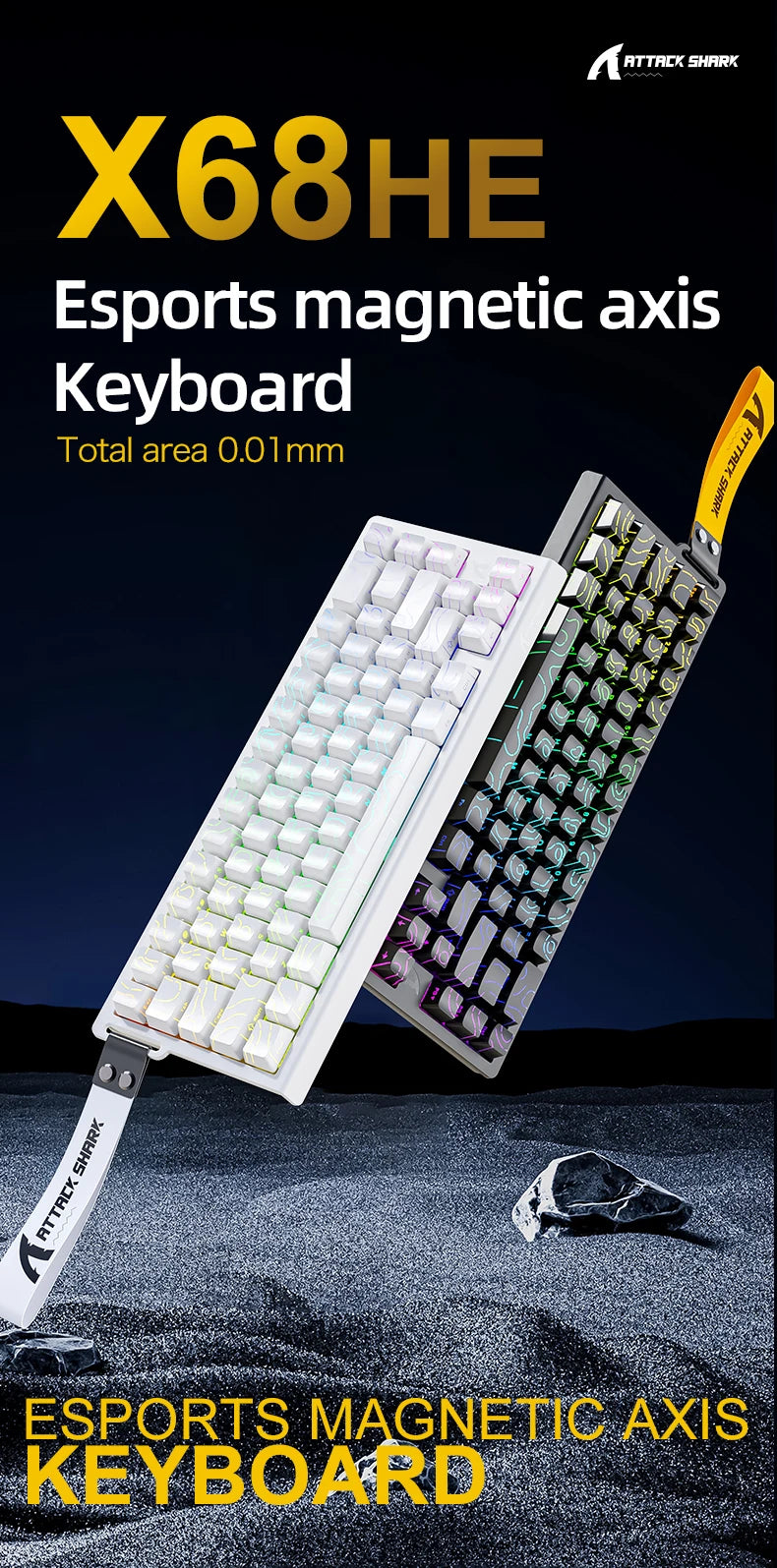 Magnetic Gaming Keyboard ATTACK SHARK X68HE X68PRO HE and FREEWOLF F68 Wired F68Pro Wireless for Pro Gaming 0.01mm Rapid Trigger