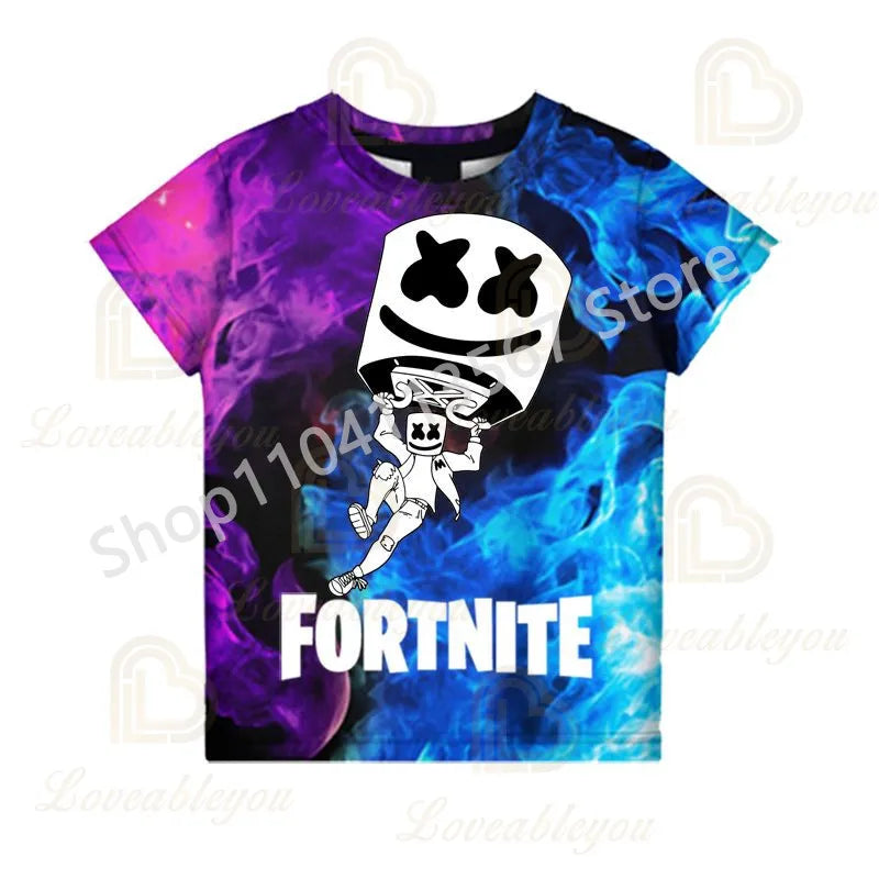 Tricou F-Fortnited pentru tineri, inspirat de jocuri de luptă, tricou de vară cu mânecă scurtă pentru adulți, adolescenți băieți și fete