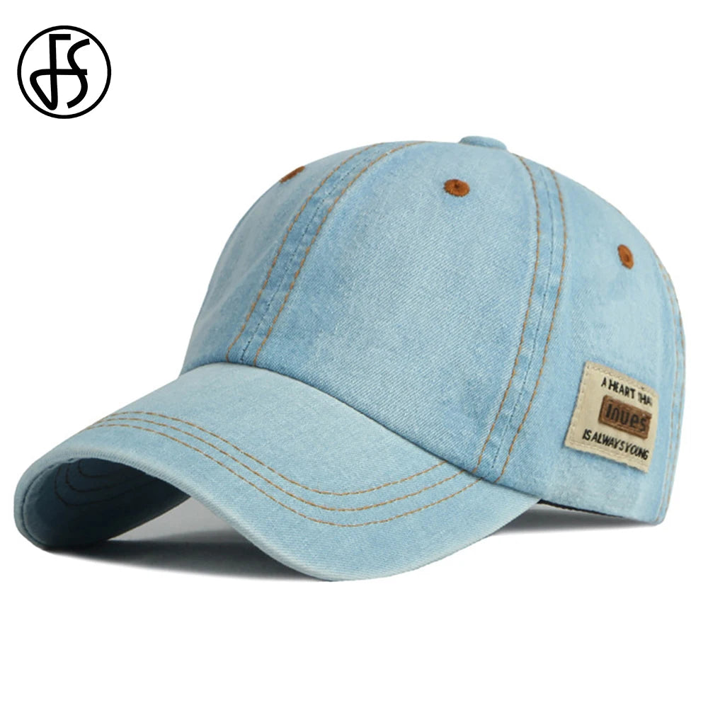 FS Brand Синя дънкова шапка за мъже Летни бейзболни шапки Луксозна дамска дизайнерска шапка Шапка в стил „стрийтуеър“ Шапка тип „тракър“ Gorras Para Hombre