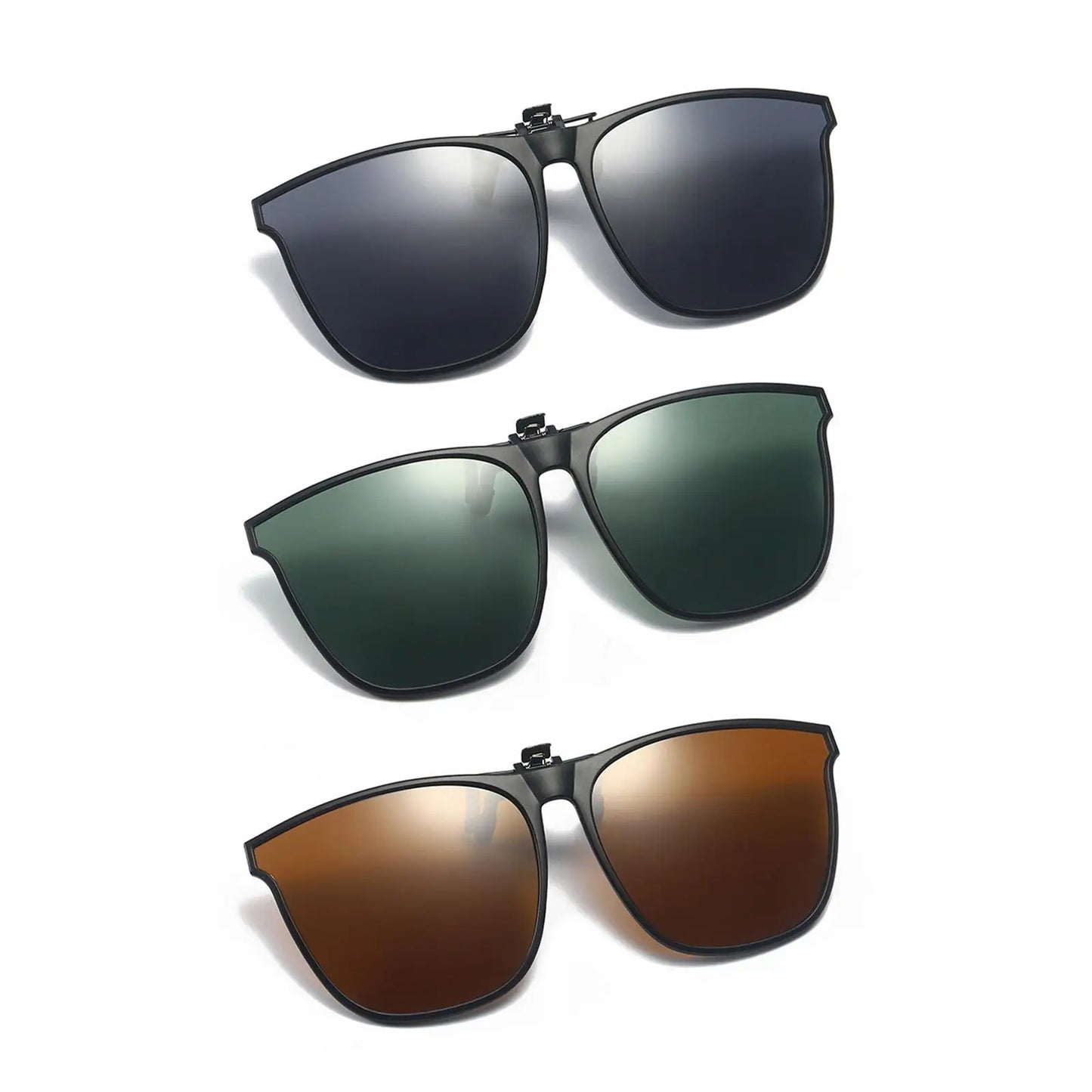 New Polarized Flip-up Sunglasses Clips For Myopia Glasses Retro Big Size Square TAC Material Glasses Clip-on Sunglass Clip