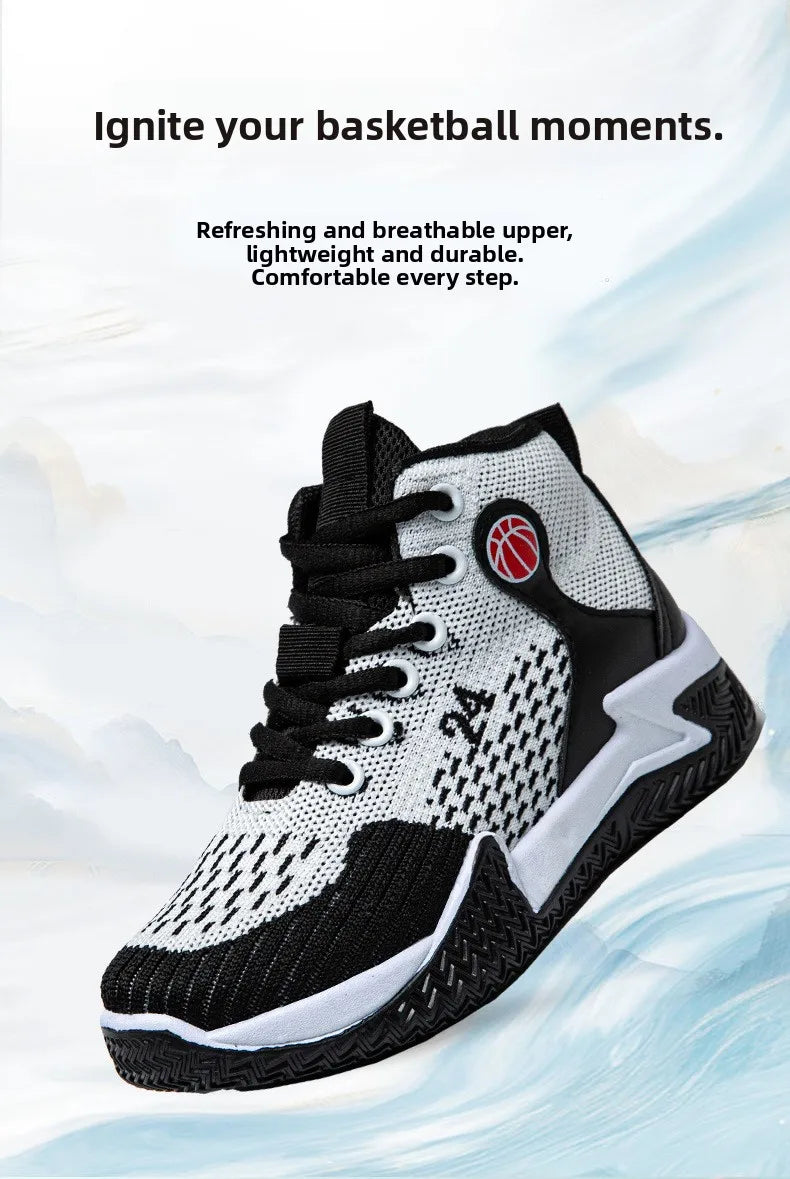 Große High-Top-Sportschuhe für Herren, lässig, atmungsaktiv und bequem, mit dicker Sohle – Basketballschuhe und Laufschuhe