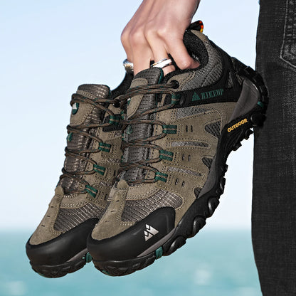 HIKEUP Herre-vandresko i ruskind, udendørssko, slidstærke herresko til trekking, vandring, jagt og taktiske sneakers