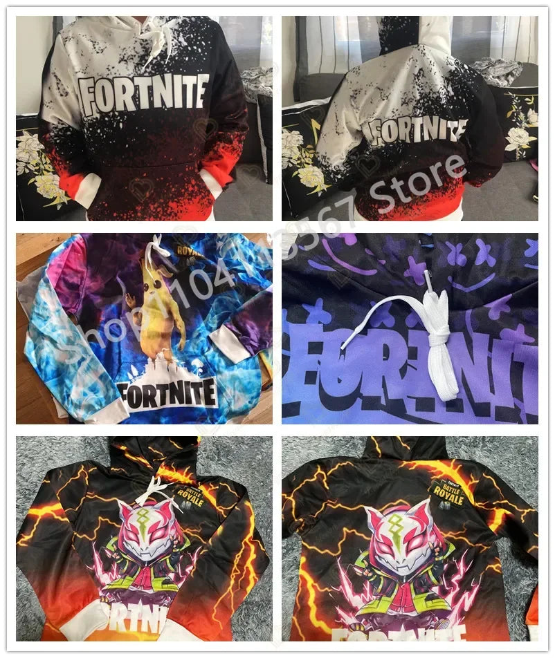 Sudaderas con capucha Llama Battle Royale F-Fortnited con estampado 3D para hombre, mujer y niños, sudaderas para niño y niña, pulóver streetwear verde