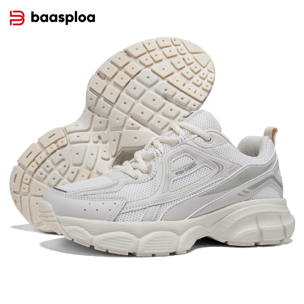 Baasploa Women Sports Shoes Outdoor Lightweight Breathable Jogging Sneakers Female Casual Mesh Anti-slip Lace Up Running Shoes