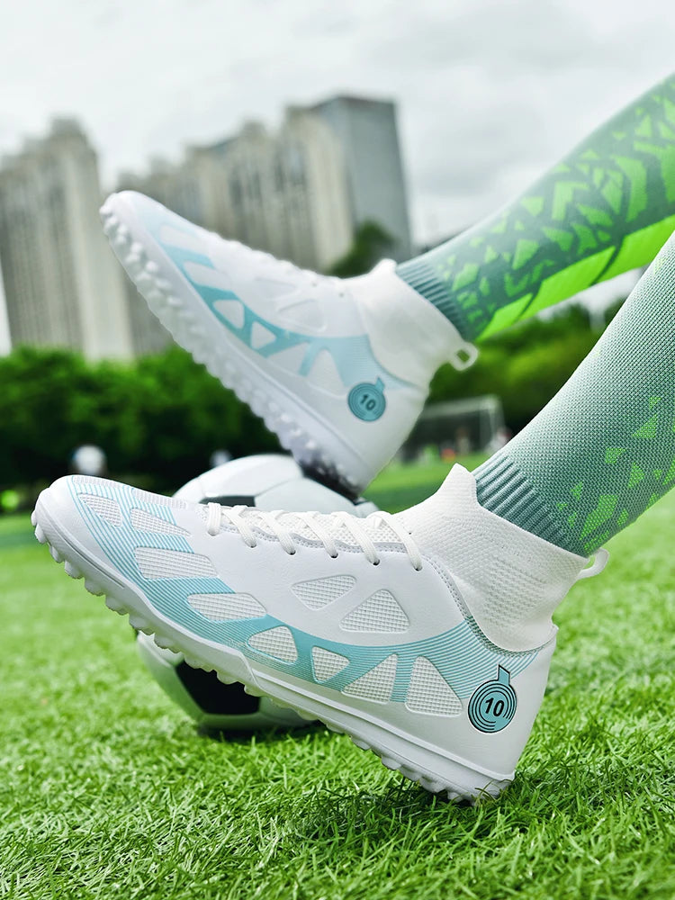 Professional Sports Football Shoes TF, Broken Nail Design, Durable Wear-Resisting Training Shoes for Teenagers, Adult High-Top Soccer Shoes