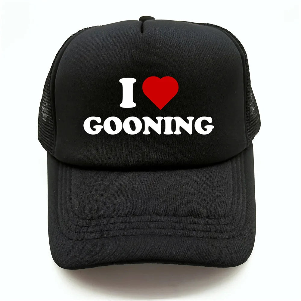Αστεία καπέλα μπέιζμπολ «I Love Gooning» – Δροσερά καλοκαιρινά ανδρικά καπέλα από πλέγμα – Χιουμοριστικά καπέλα τύπου «Trucker» – Unisex καπέλα από πλέγμα για υπαίθριες δραστηριότητες – MZ-080