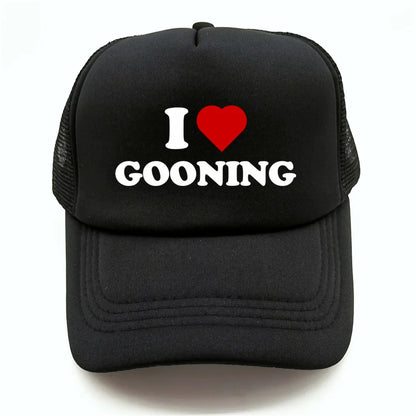 Αστεία καπέλα μπέιζμπολ «I Love Gooning» – Δροσερά καλοκαιρινά ανδρικά καπέλα από πλέγμα – Χιουμοριστικά καπέλα τύπου «Trucker» – Unisex καπέλα από πλέγμα για υπαίθριες δραστηριότητες – MZ-080