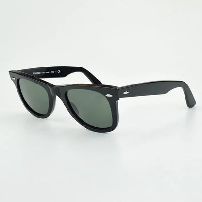 Klassiske solbriller med glaslinser Acetat-solbriller til mænd Y-2140 Design med dobbelt nitte Elegante firkantede UV-solbriller til kvinder