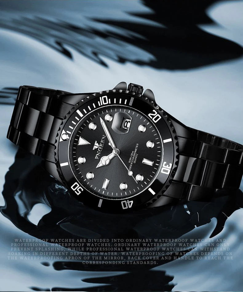Relógio de pulso de quartzo FNGEEN Son Brand da BINBOND com bracelete em aço inoxidável para homem, luminoso e estanque, de luxo.