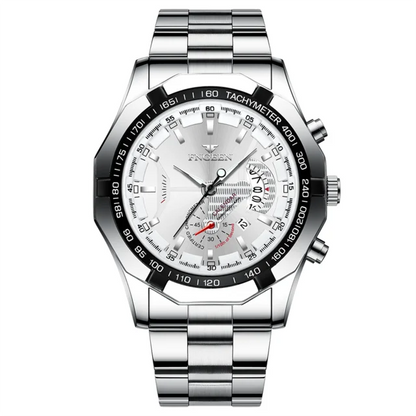 Men’s wristwatch, military, casual or sporty style, quartz, from a prestigious brand, made entirely of steel, water-resistant