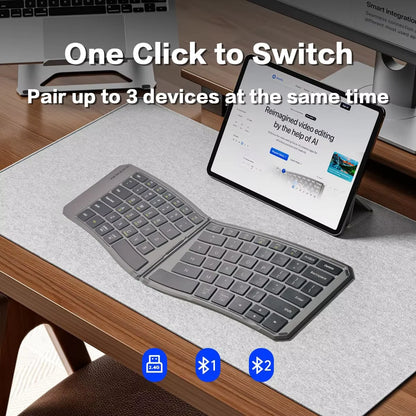 Tastiera Bluetooth ergonomica pieghevole, tastiera compatta divisa portatile per viaggi di lavoro, tastiera wireless pieghevole ricaricabile