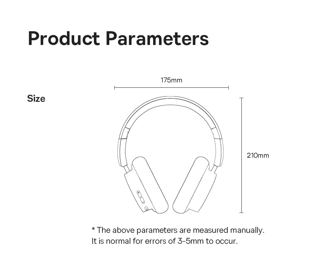 Baseus kabellose Bluetooth 5.3 Over-Ear-Kopfhörer – HiFi-40mm-Treiber, faltbares Headset mit 70H Wiedergabezeit und Spatial Audio
