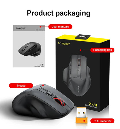 E-YOOSO 2.4G Wireless Mouse PAW3212 4800 DPI Ergonomic Mouse Gaming Mouse Office Mouse for Notebook PC Laptop MacBook