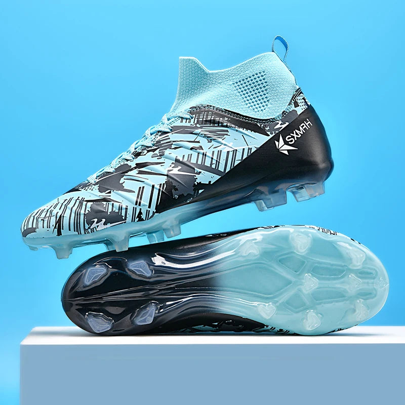 Genuine Double Star Men's High-Top AG Long Stud Football Boots, Professional Match and Training Shoes for Teenagers and Adults