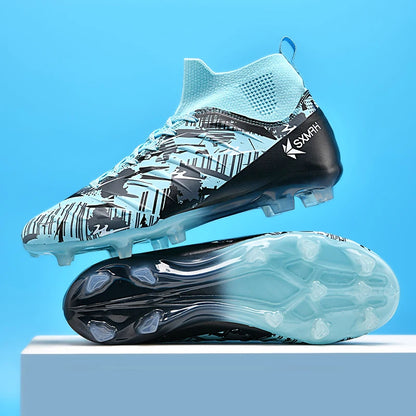 Genuine Double Star Men's High-Top AG Long Stud Football Boots, Professional Match and Training Shoes for Teenagers and Adults