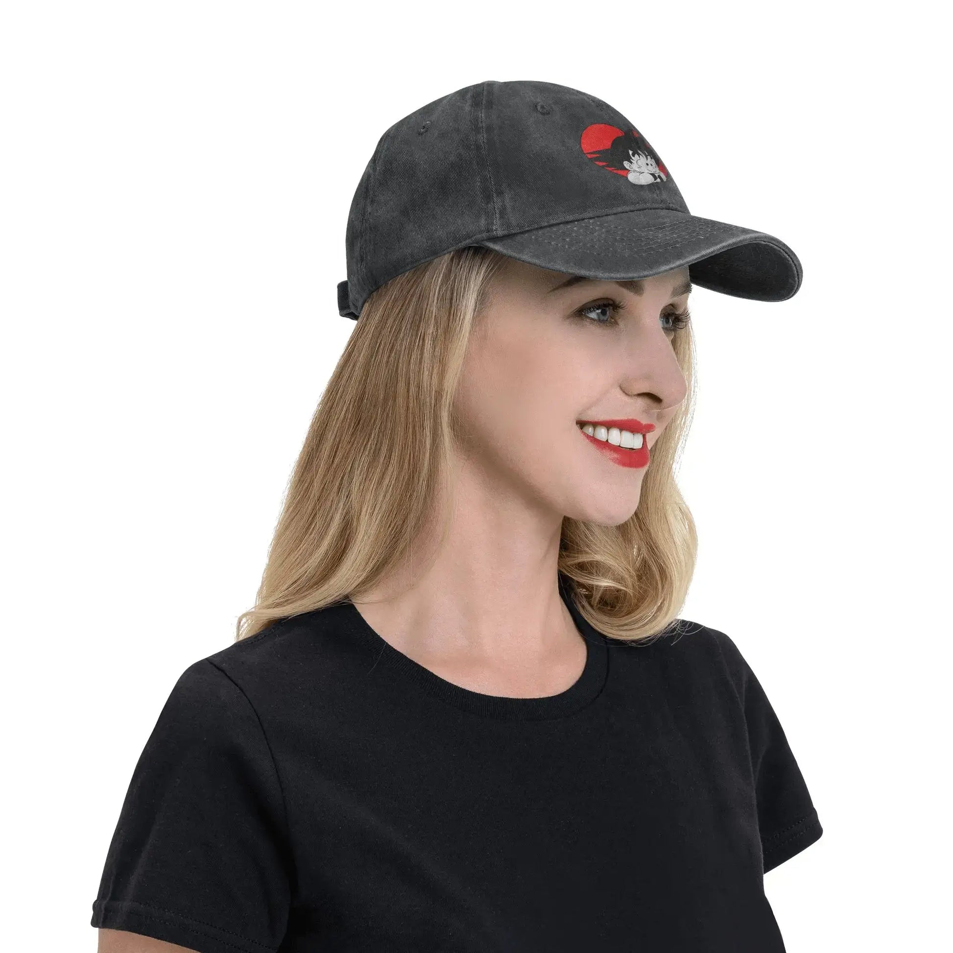 Dragon Ball DBZ Goku Baseball Caps Distressed Cotton Red Heart Headwear Unisex Style Outdoor All Seasons Travel Gift Hats Cap, produit gaming premium Fraquane