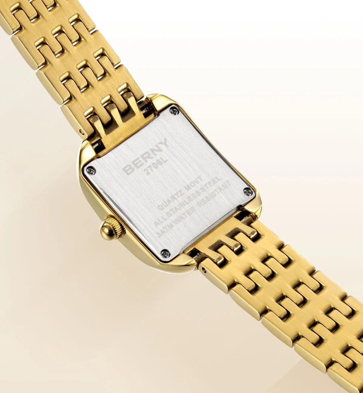 BERNY Gold Watch for Women Luxury Brand Square Ladies Quartz Watches New In Top Quality Fashion Elegant Business S/S Wristwatch