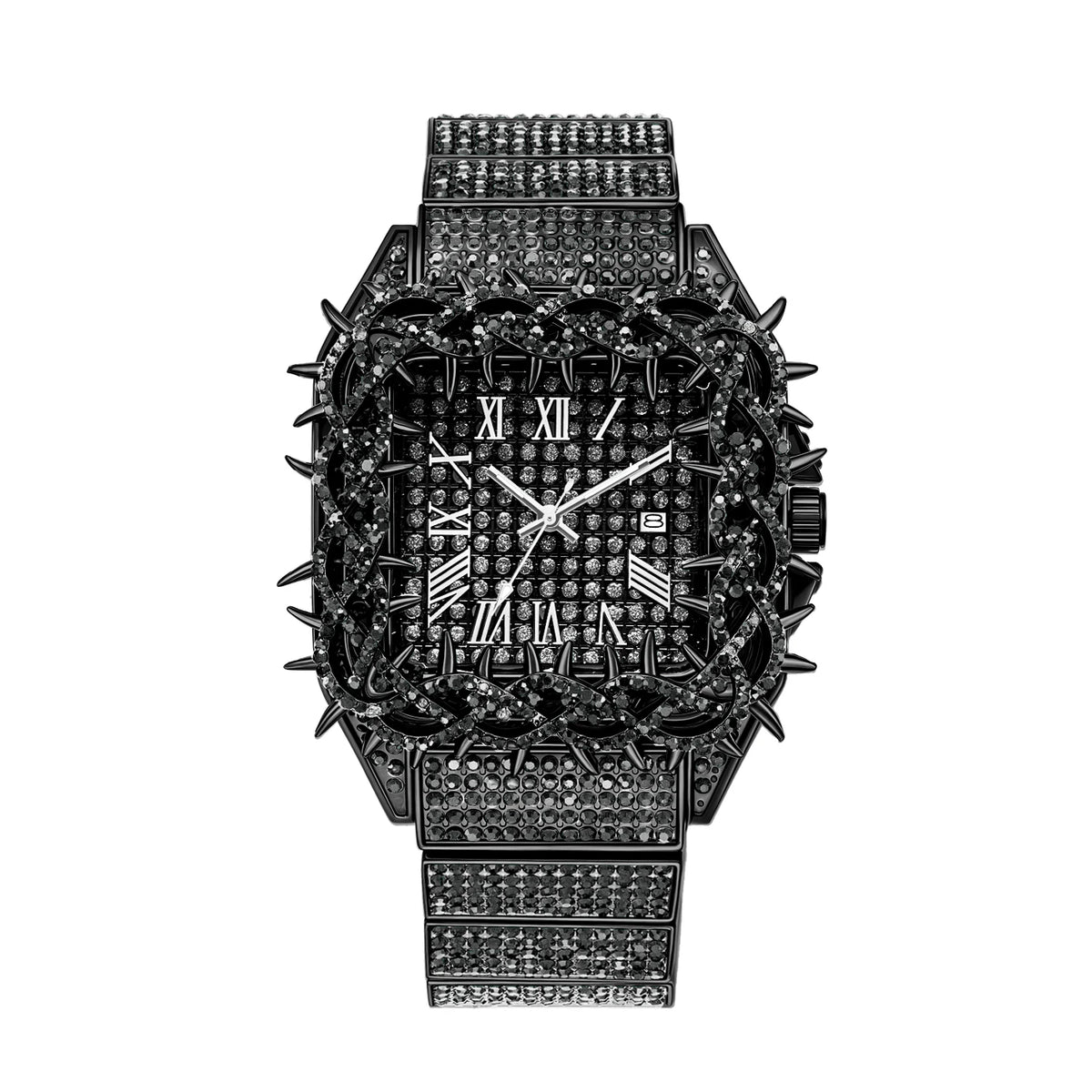 Shine Luxury Hip-Hop Diamond Watch with Emeralds for Men Replica Czech Stone Inlaid Waterproof Gold Watch שעוני יוקרה