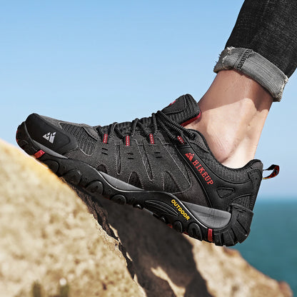 HIKEUP Herre-vandresko i ruskind, udendørssko, slidstærke herresko til trekking, vandring, jagt og taktiske sneakers