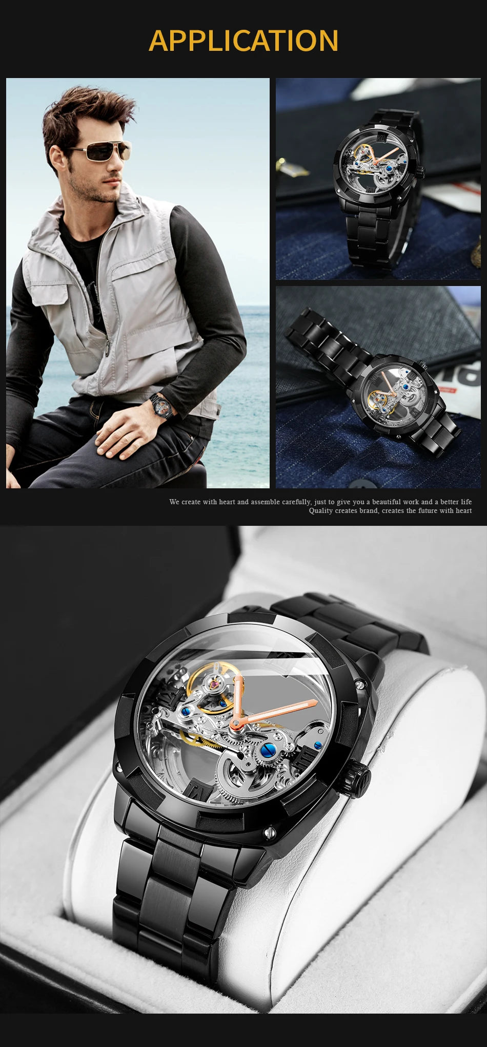 2024 Top Brand Luxury Stainless Steel Skeleton Tourbillon Automatic Movement Men's Watch Mechanical Waterproof Luminous Wrist Clock