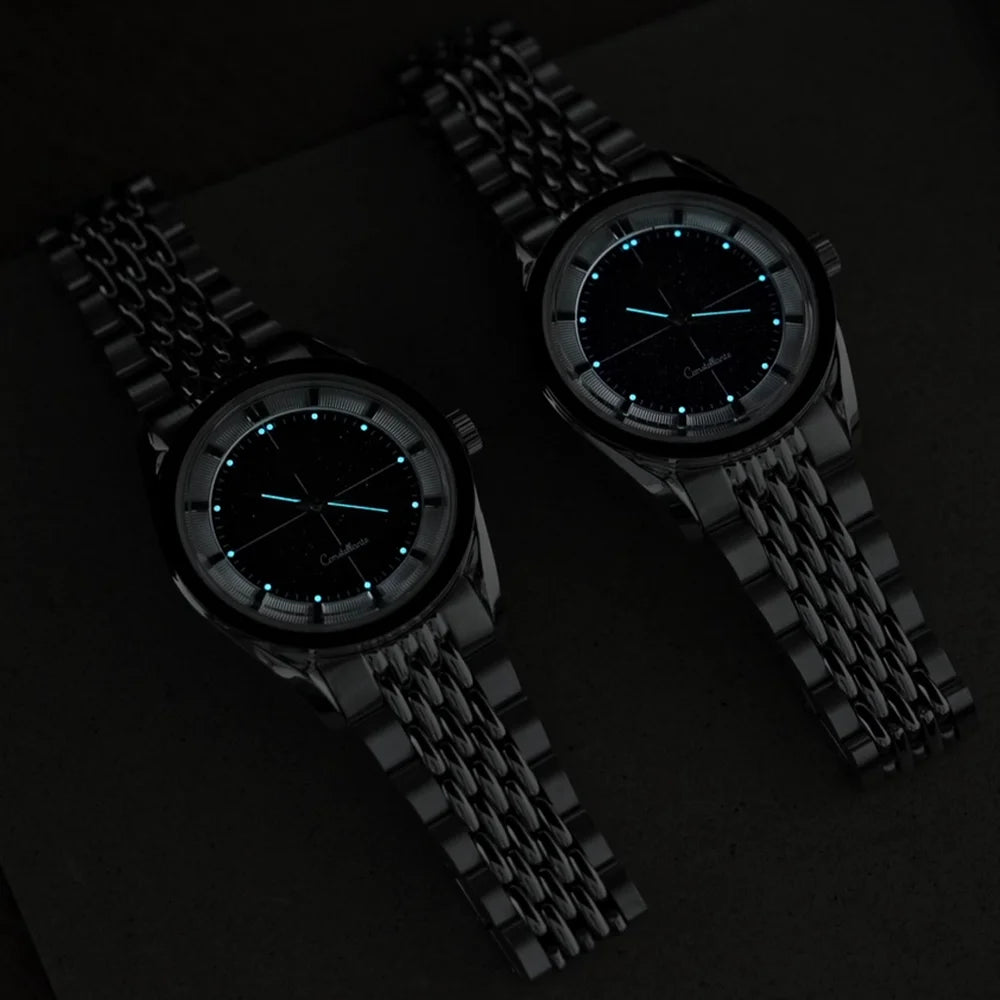 Watchdives WD1954 Classic Black Quartz Watch 36Mm Sandstone Dial VH31 Watch Luminous Waterproof Brushing 316L Steel Luxury Watch