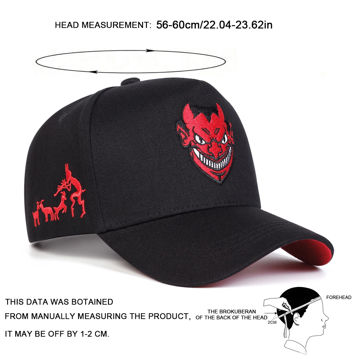Unisex Devil Embroidery Baseball Caps Spring Autumn Outdoor Adjustable Casual Hats Sunscreen Hat Sports Cap