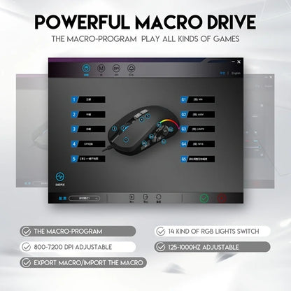 10 key macro programming custom RGB gaming wired mouse laptop desktop computer wired mouse external