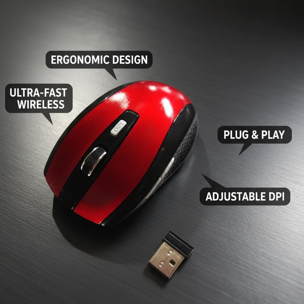 2.4G Wireless Mouse,7500 DPI,6 Buttons, 4-Ways Scroll Optical Gaming Mouse,Ergonomic Design For Desktop&Macbook PC Laptop