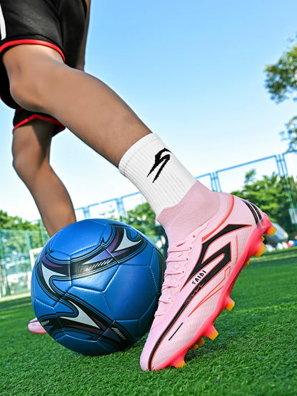 Classic Style AG FG Football Shoes PU Fabric Ventilated Upper TPU Wearproof Outsole Unisex Kids Outdoor Football Shoes