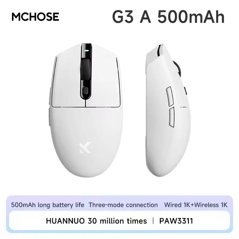 Mouse da gaming wireless MCHOSE G3 V2 Pro Tri-Mode Bluetooth 800mAh ricaricabile, leggero, con ergonomia personalizzata per esports
