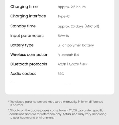 HAYLOU S30 Wireless Bluetooth 5.4 Headphones – 43dB Adaptive Noise Cancelling ANC Headset, 40mm Drivers, 80H Playtime, Hi-Res Audio Over-Ear Headphones