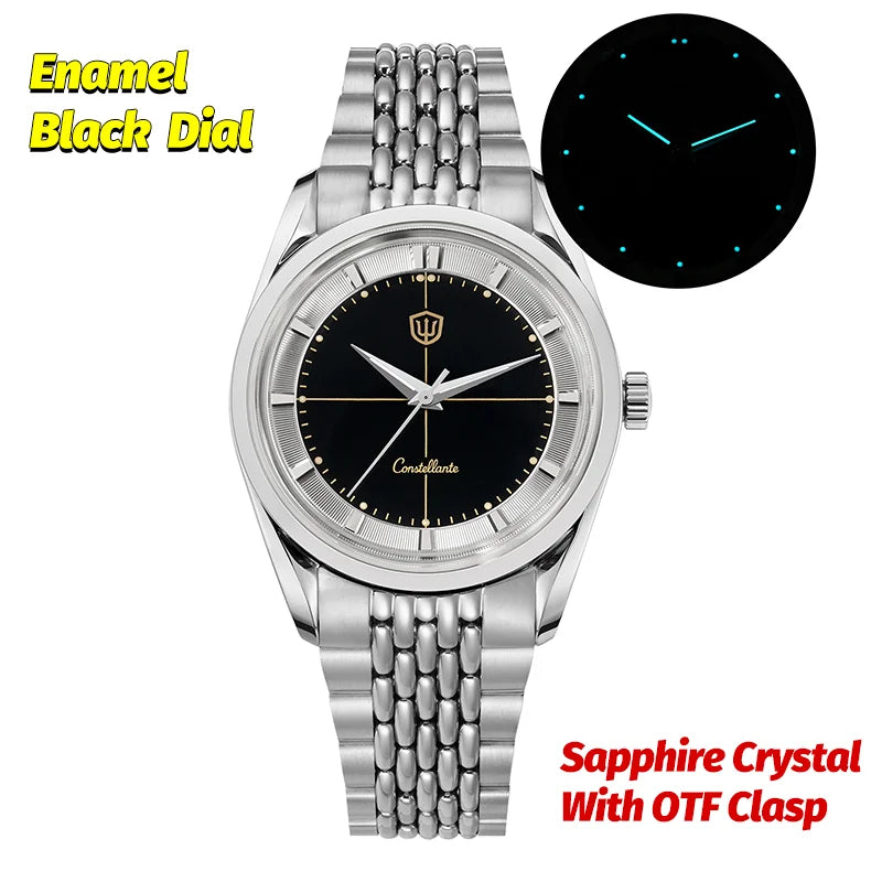 Watchdives WD1954 Classic Black Quartz Watch 36Mm Sandstone Dial VH31 Watch Luminous Waterproof Brushing 316L Steel Luxury Watch